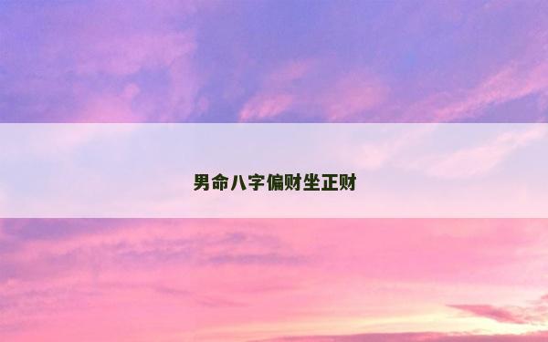 男命八字偏财坐正财