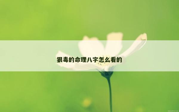 狠毒的命理八字怎么看的
