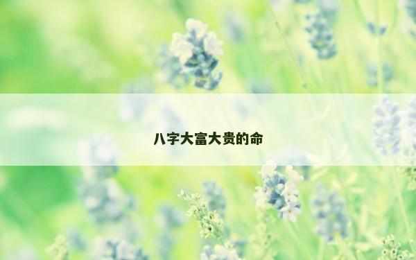 八字大富大贵的命