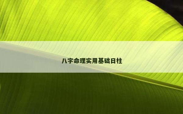 八字命理实用基础日柱