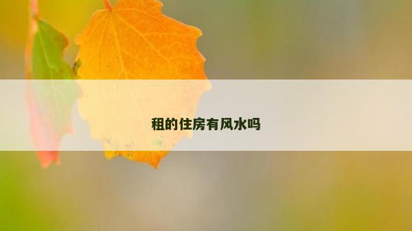 租的住房有风水吗