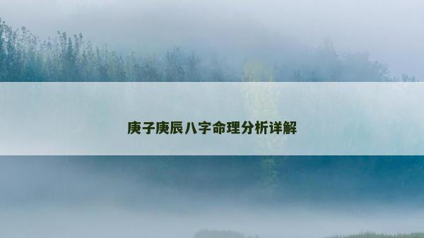 庚子庚辰八字命理分析详解