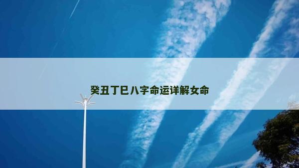 癸丑丁巳八字命运详解女命
