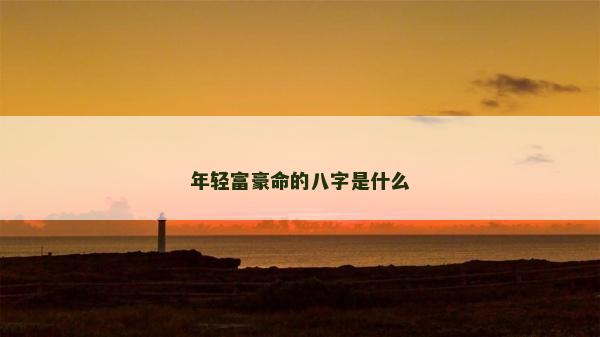 年轻富豪命的八字是什么