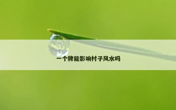 一个牌能影响村子风水吗