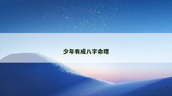 少年有成八字命理