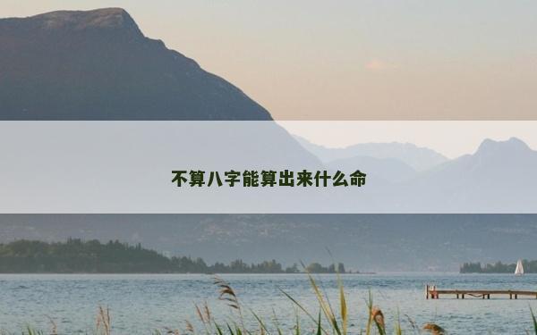 不算八字能算出来什么命