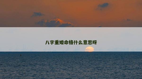 八字重婚命格什么意思呀