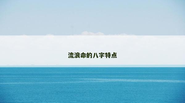 流浪命的八字特点