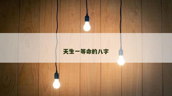 天生一等命的八字