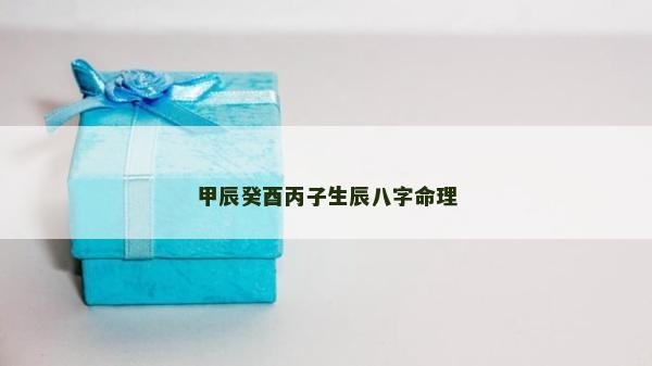 甲辰癸酉丙子生辰八字命理