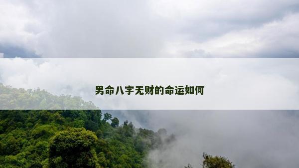 男命八字无财的命运如何
