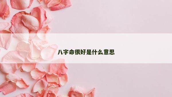 八字命很好是什么意思