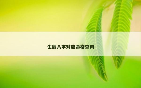 生辰八字对应命格查询