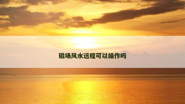 磁场风水远程可以操作吗