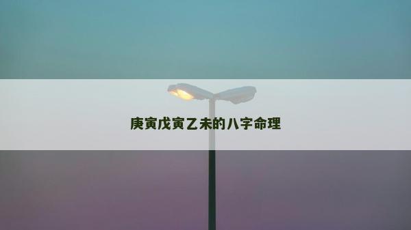 庚寅戊寅乙未的八字命理