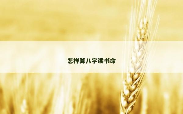 怎样算八字读书命
