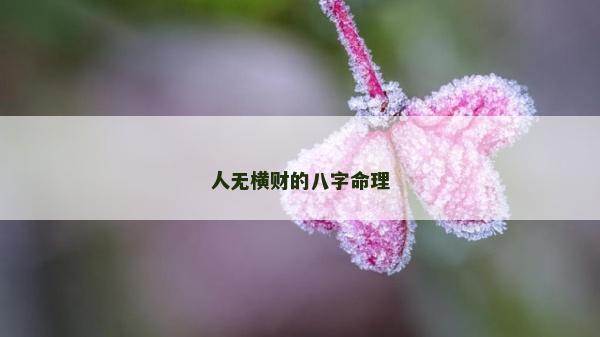 人无横财的八字命理