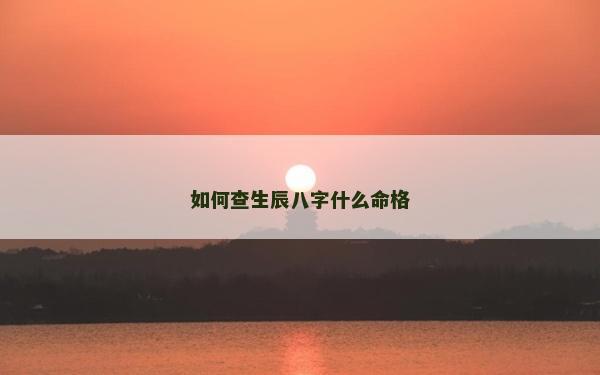 如何查生辰八字什么命格