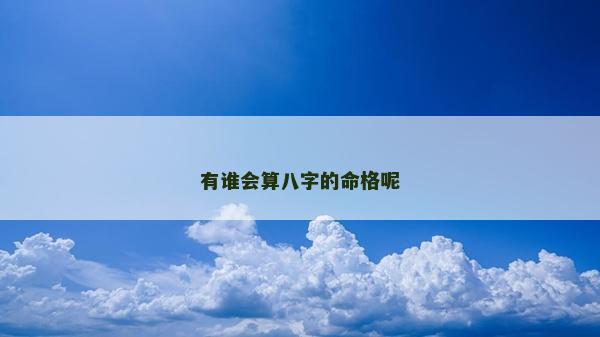 有谁会算八字的命格呢