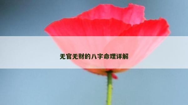 无官无财的八字命理详解
