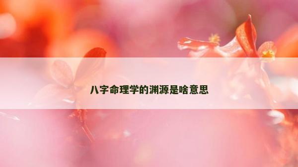八字命理学的渊源是啥意思
