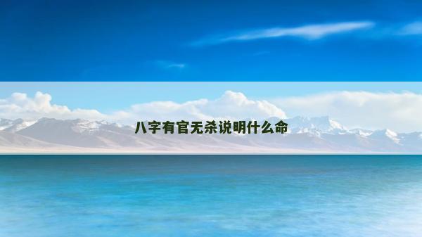 八字有官无杀说明什么命