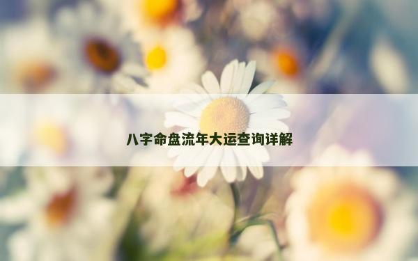 八字命盘流年大运查询详解