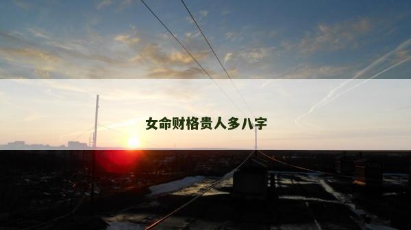 女命财格贵人多八字