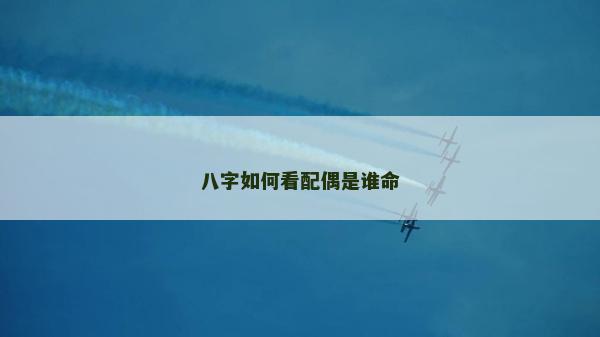 八字如何看配偶是谁命