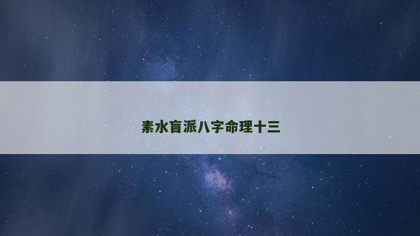 素水盲派八字命理十三