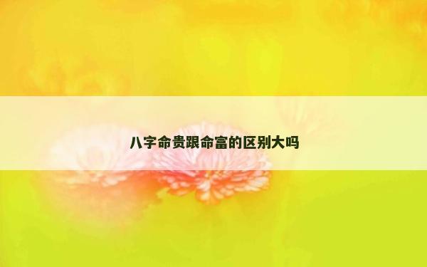 八字命贵跟命富的区别大吗