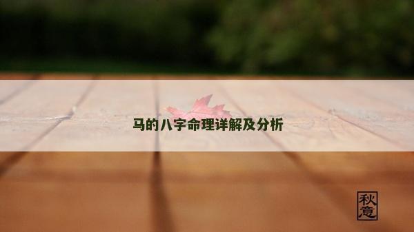 马的八字命理详解及分析