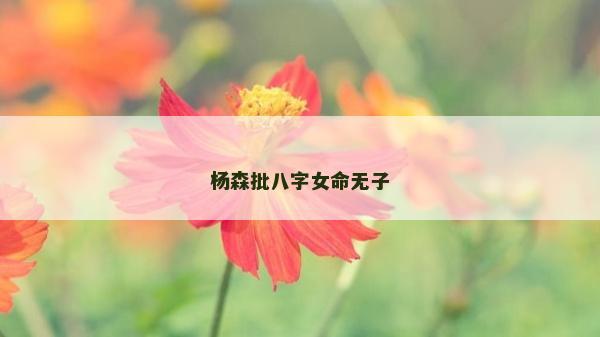杨森批八字女命无子