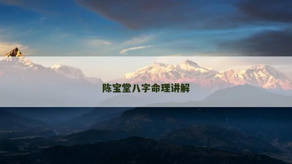 陈宝堂八字命理讲解