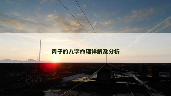 丙子的八字命理详解及分析