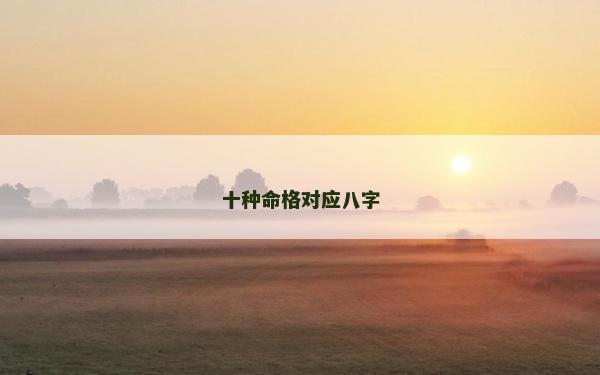 十种命格对应八字