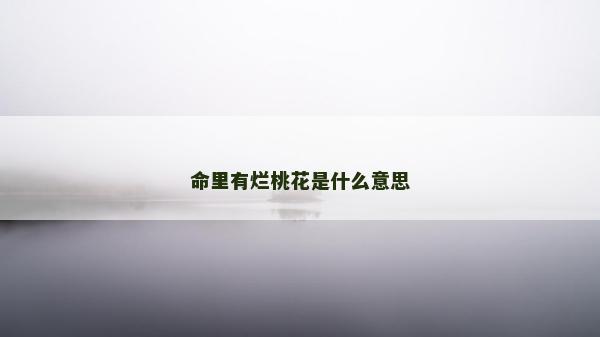 命里有烂桃花是什么意思