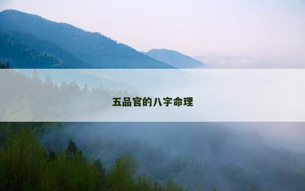 五品官的八字命理