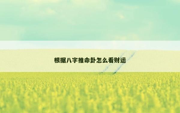 根据八字推命卦怎么看财运