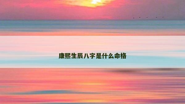 康熙生辰八字是什么命格