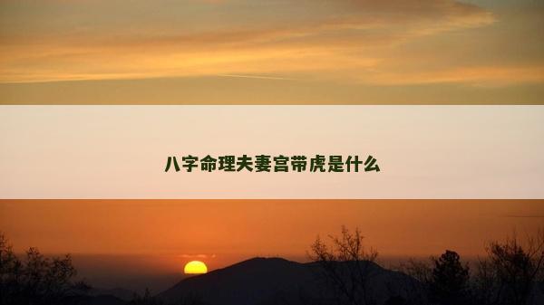 八字命理夫妻宫带虎是什么