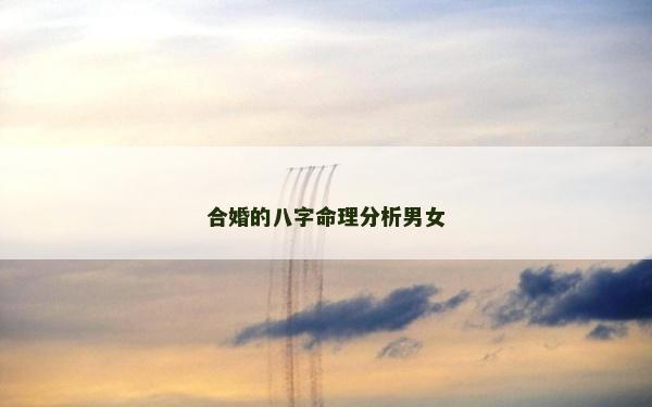 合婚的八字命理分析男女