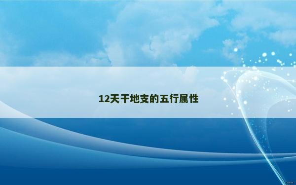 12天干地支的五行属性