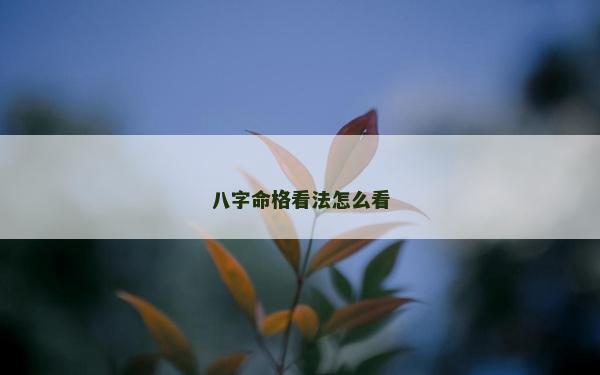 八字命格看法怎么看