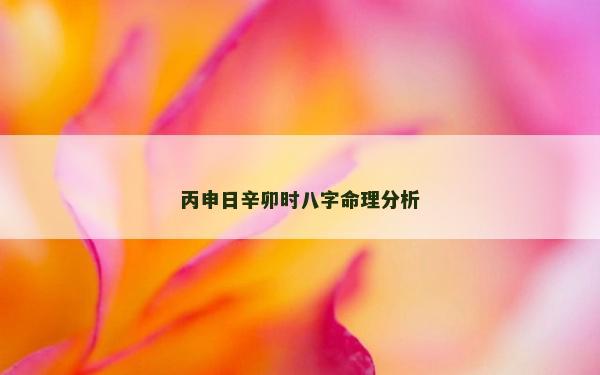 丙申日辛卯时八字命理分析