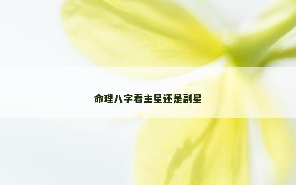 命理八字看主星还是副星