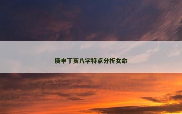 庚申丁亥八字特点分析女命