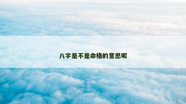 八字是不是命格的意思呢
