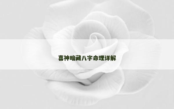 喜神暗藏八字命理详解